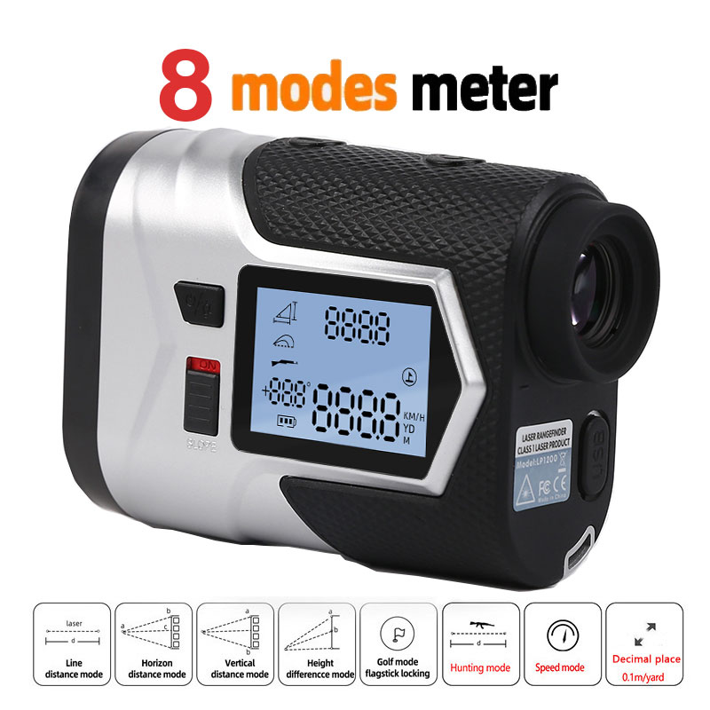 Rangefinder Laser Golf - 8-режимный перезаряжаемый с переключателем наклона, регулируемый